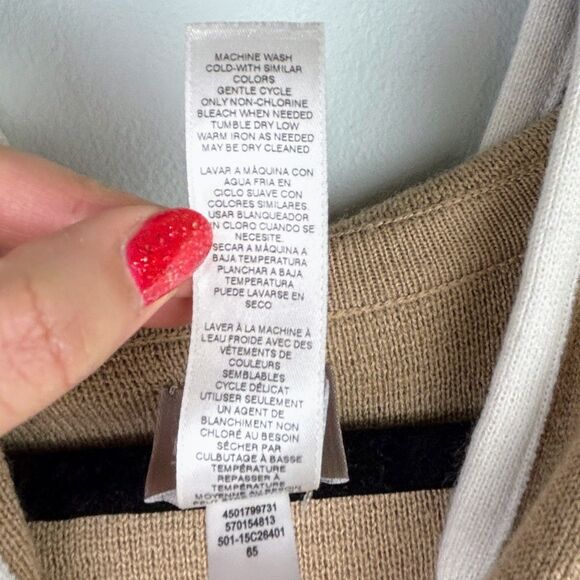 Chico’s Knit Poncho Cape Tan Cardigan Sweater Hooded Lagenlook Women One Size - Picture 12 of 15